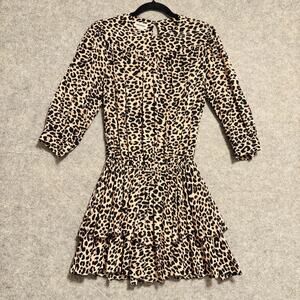 Zadig & Voltaire Dress Womens Size Small Leopard Rooka Print Leo Tiered Ruffle